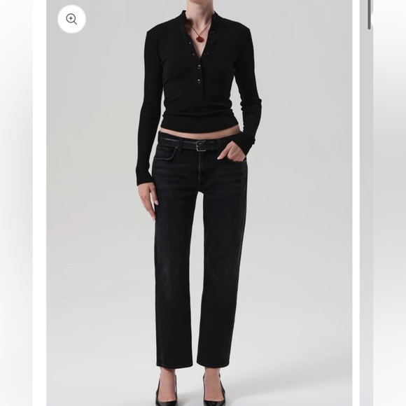 COH CITIZENS OF HUMANITY AVA #142 STRETCH LOW-WAIST STRAIGHT LEG BLACK WASHED - Picture 14 of 15